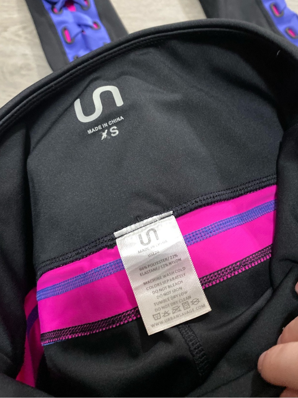 URBAN SAVAGE tie stripe legging in black pink purple XS - Picture 5 of 8